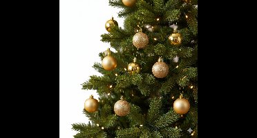 Decoris kerstballen - 34x st - goud - 8 cm - kunststof - kerstversiering