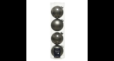 Decoris kerstballen - 4x st - antraciet grijs - D10 cm - glas - kerstversiering