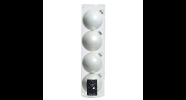 Decoris kerstballen - 4x st - wit - D10 cm - glas - kerstversiering