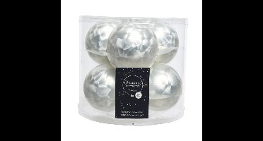 Decoris Kerstballen - 6 st - wit - glas - mat-glans - 8 cm