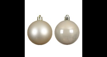 Decoris kerstballen - 6x st - champagne - 8 cm - kunststof - mat en glans - kerstversiering