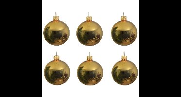 Decoris kerstballen - 6x st - goud - 8 cm - glas - kerstversiering