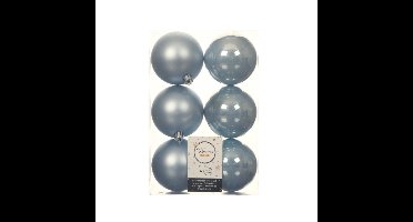 Decoris Kerstballen - 6x st - lichtblauw - D8 cm - kunststof - kerstversiering