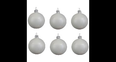 Decoris kerstballen - 6x st - wit - 8 cm - glas - kerstversiering