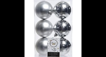 Decoris Kerstballen - 6x stuks - zilver - kunststof mat/glans - 8 cm