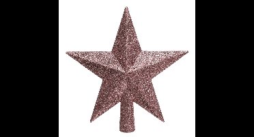 Decoris kerstboom piek - ster vorm - oudroze - glitter - 19 cm - kunststof - kerstpiek