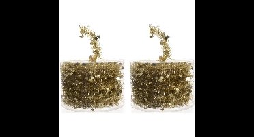 Decoris Kerstslinger- 2x -guirlande - met sterren - goud - glanzende lametta - 700 cm