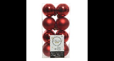 Decoris kleine kerstballen - 16x st - rood - 4 cm - kunststof - onbreekbare kerstballen