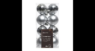 Decoris kleine kerstballen - 16x st - zilver - 4 cm - kunststof - onbreekbare kerstballen
