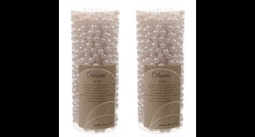 Decoris Kralenslinger - 2x - wit - 10 meter - kunststof - glans - kerstslinger - kerstversiering