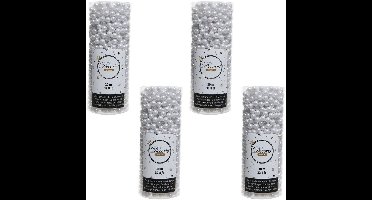 Decoris Kralenslinger - 4x - wit - 10 meter - kunststof - glans - kerstslinger - kerstversiering