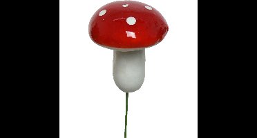 Decoris paddenstoelen stekers - 15x st - 4x3 cm - kerststukje decoratie