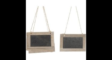 Dijk Natural Collections Krijtbord hangers - 5x st - 15 x 10 cm - houten bordjes