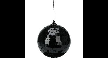 Discobal kerstbal / spiegel kerstbal- 1x st - zwart - 10 cm - kunststof
