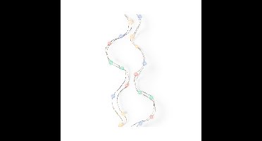 Draadverlichting lichtsnoer - zilver - 40 led lampjes - gekleurd - 195 cm - zilverdraad