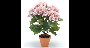 Emerald Kunstplant Hortensia - roze - 40 cm- Kunstplant met bloemen