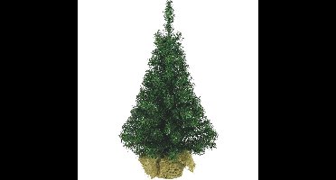 Everlands Kerstboom - mini - groen - in jute zak - D41 x H75 cm - 81 tips - kunststof