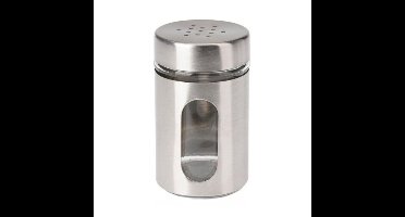Excellent Houseware Peper / Zoutstrooier - glas - zilver - 94 ml - Kruidenstrooier - Specerijen pot