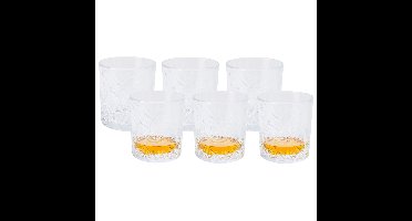 Excellent Houseware Whiskey glas Palm Springs - 6x - transparant - 340 ml - deco glas