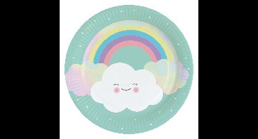 Feestbordjes wolken - 8x stuks - D23 cm - geboorte - babyshower