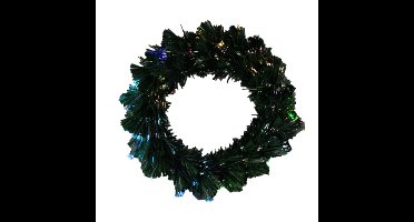 Fiber optic kerstkrans/deurkrans - met gekleurde knipperende LED verlichting - 50 cm