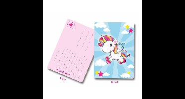 Folat Uitnodigingskaartjes - met eenhoorn print - 16x stuks - kinderfeestje - feestartikelen