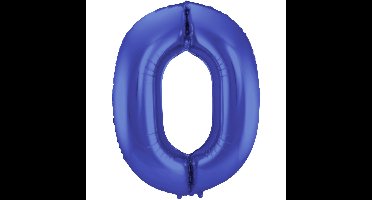 Folat Verjaardag Leeftijd folieballon - 0 jaar - blauw - 86 cm - cijferballon groot