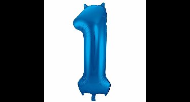 Folat Verjaardag Leeftijd folieballon - 1 jaar - blauw - 86 cm - cijferballon groot