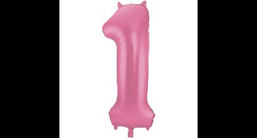 Folat Verjaardag Leeftijd folieballon - 1 jaar - roze - 86 cm - cijferballon groot