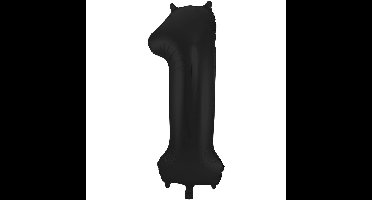Folat Verjaardag Leeftijd folieballon - 1 jaar - zwart - 86 cm - cijferballon groot