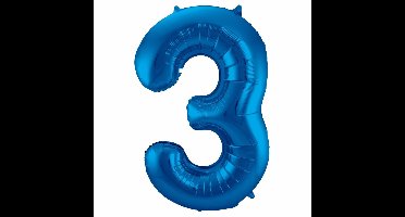 Folat Verjaardag Leeftijd folieballon - 3 jaar - blauw - 86 cm - cijferballon groot