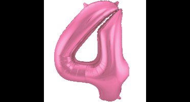 Folat Verjaardag Leeftijd folieballon - 4 jaar - roze - 86 cm - cijferballon groot