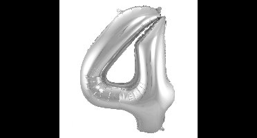 Folat Verjaardag Leeftijd folieballon - 4 jaar - zilver - 86 cm - cijferballon groot