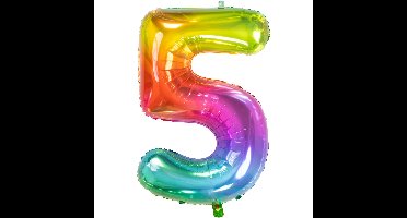 Folat Verjaardag Leeftijd folieballon - 5 jaar - multi kleur - 86 cm - cijferballon groot