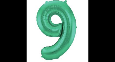 Folat Verjaardag Leeftijd folieballon - 9 jaar - groen - 86 cm - cijferballon groot