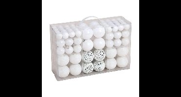 G. Wurm kerstballen -??100x stuks - winter wit - kunststof -?3, 4 en 6 cm - onbreekbaar