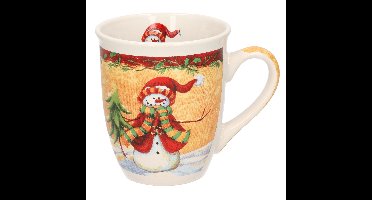 G. Wurm Kerstmok sneeuwpop met muts - keramiek - 300 ml - koffie/thee mok - kerstversiering