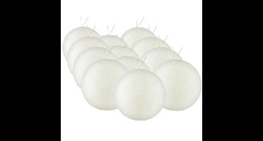 Gerimport Kerstballen - 12ST - wit - kunststof - glitters - D5 cm