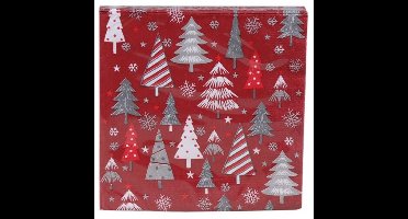 Gerimport Kerstservetten - 20x - kerstbomen - rood - 33 x 33 cm - 3 laags