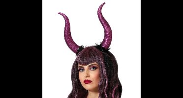 Halloween/horror verkleed diadeem/tiara - grote duivel hoorns - kunststof - dames/meisjes