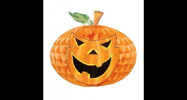 Halloween versiering pompoen - honeycomb - lampion - decoratie - 30 cm