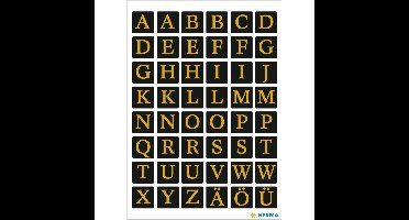 Hema Stickervellen - 96x Letter stickers - alfabet - zwart/goud - 13 mm