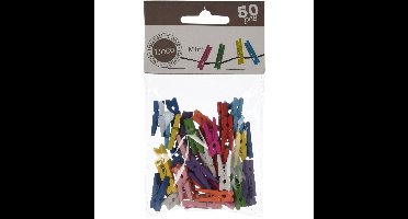 Home & Styling collection decoratie knijpers - 50x stuks - gekleurd - hout - 2,5 cm