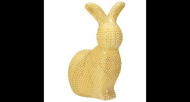 Home & Styling Decoratie paashaas / konijn - geel - dolomiet - 14 cm - paasdecoratie