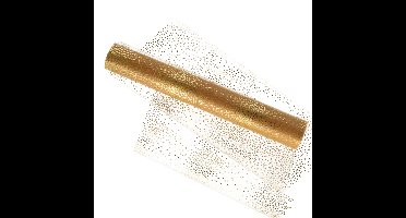 Home & Styling decoratie stof/tafelloper - goud - stippels - 30 x 500 cm - polyester