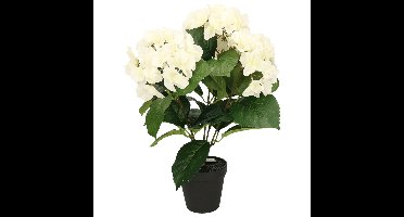 Hortensia kunstplant in kunststof pot - wit - 40 cm - Hydrangea Macrophylla