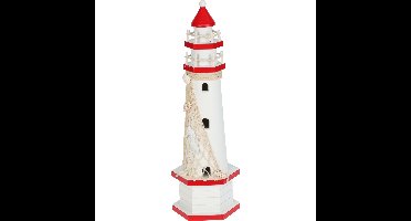 H&S Collection Maritieme deco beeldje Vuurtoren - Hout - 10 x 36 cm