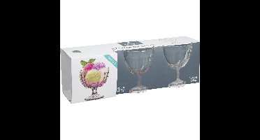 IJcoupes / dessert serveer schaaltjes op voet - set 3x stuks - glas - 425 ml