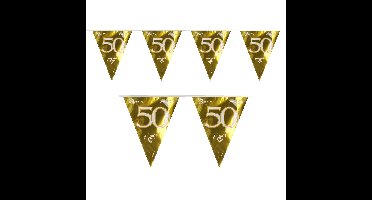 Jubileum thema vlaggenlijn 50 jaar - goud - kunststof - Feest versieringen - 600 cm