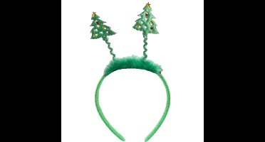 Kerst diadeem - wiebel kerstbomen - groen - kerstaccessoires - haarband